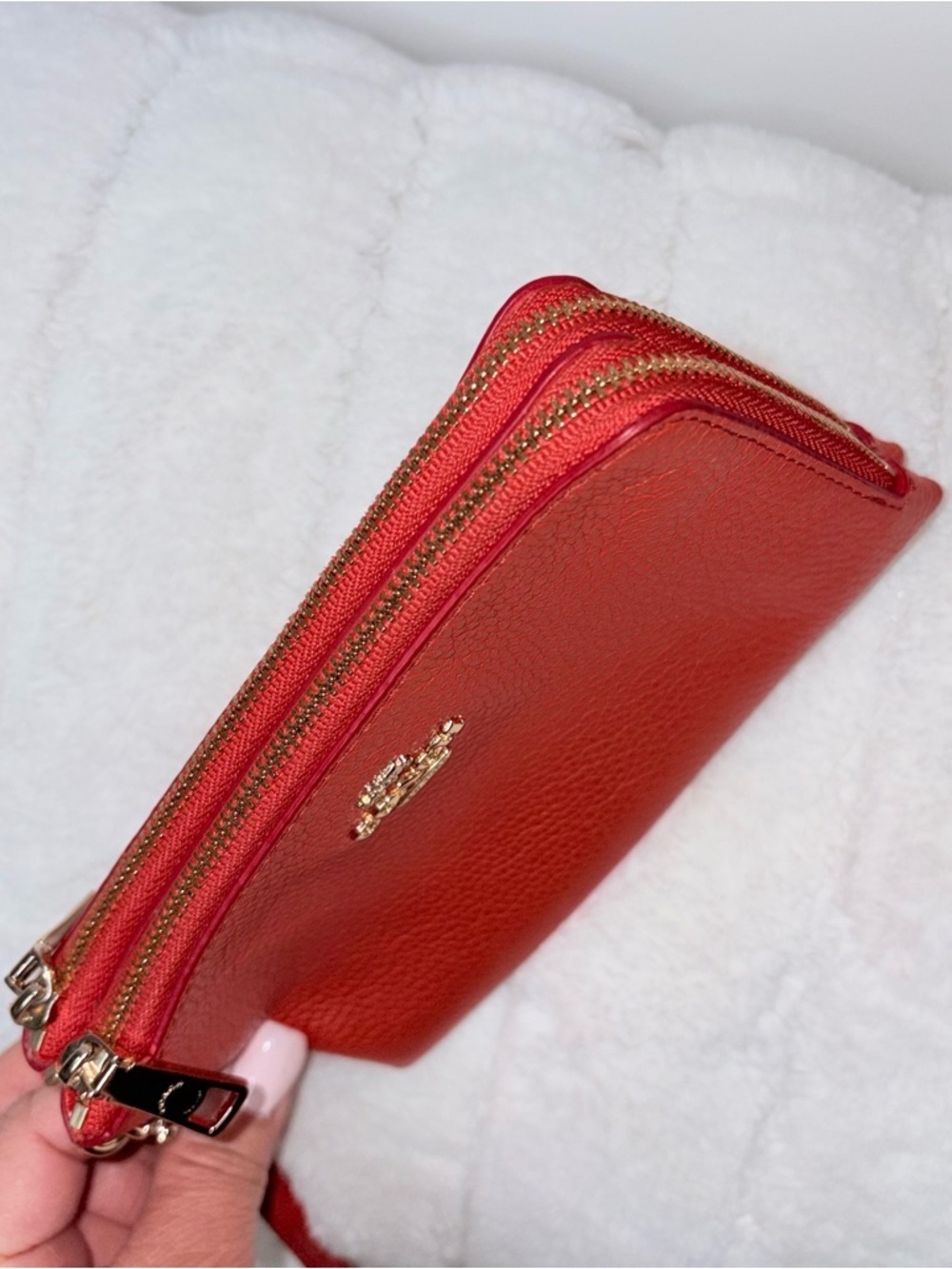 Coach orange Pebbled Leather Wristlet Clutch - Picture 6 of 6